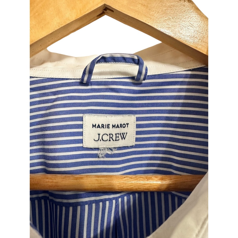 Marie‎ Marot X J.Crew Thomas Mason cotton poplin Blue White Stripe Shirt size 20 - Picture 3 of 7